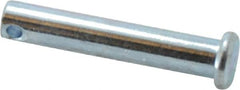 Made in USA - 1/4" Pin Diam, 1-3/8" OAL, Standard Clevis Pin - 3/32" Hole, 1-9/32" Usable Length, Zinc-Plated Steel - A1 Tooling