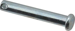 Made in USA - 1/4" Pin Diam, 1-1/2" OAL, Standard Clevis Pin - 3/32" Hole, 1-13/32" Usable Length, Zinc-Plated Steel - A1 Tooling