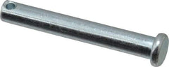 Made in USA - 1/4" Pin Diam, 1-3/4" OAL, Standard Clevis Pin - 3/32" Hole, 1-21/32" Usable Length, Zinc-Plated Steel - A1 Tooling