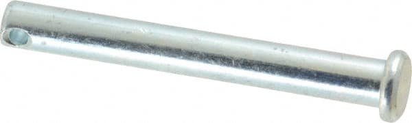 Made in USA - 1/4" Pin Diam, 2" OAL, Standard Clevis Pin - 3/32" Hole, 1-29/32" Usable Length, Zinc-Plated Steel - A1 Tooling