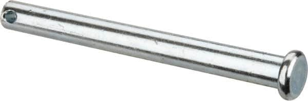 Made in USA - 1/4" Pin Diam, 2-1/2" OAL, Standard Clevis Pin - 3/32" Hole, 2-13/32" Usable Length, Zinc-Plated Steel - A1 Tooling