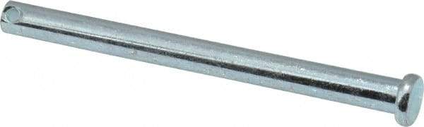 Made in USA - 1/4" Pin Diam, 3" OAL, Standard Clevis Pin - 3/32" Hole, 2-29/32" Usable Length, Zinc-Plated Steel - A1 Tooling