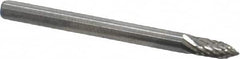 Atrax - 1/8" Cut Diam, 1/8" Shank Diam, Tree Head Double Cut Burr - Carbide, Point End, 5/16" LOC, 1-1/2" OAL - A1 Tooling