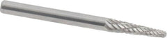 Atrax - 1/8" Cut Diam, 1/8" Shank Diam, Taper Head Double Cut Burr - Radius End, 1/2" LOC, 1-1/2" OAL - A1 Tooling