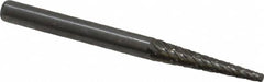 Atrax - 1/8" Cut Diam, 1/8" Shank Diam, Cone Head Single Cut Burr - Carbide, Point End, 5/8" LOC, 1-1/2" OAL - A1 Tooling