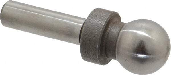 Jergens - 1/2" Ball Diam, 1/4" Shank Diam, Steel Inspection Tooling Ball - Slip-Fit Shank, 1-3/8" Ball Center to Shank Bottom, 1/2" Ball Center to Shoulder Bottom, with Shoulder - A1 Tooling