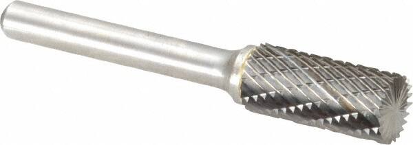 Atrax - 7/16" Cut Diam, 1/4" Shank Diam, Cylinder with End Cut Head Double Cut Burr - Carbide, End Cut End, 1" LOC, 2-3/4" OAL - A1 Tooling