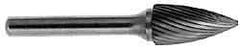 M.A. Ford - 5/8" Cut Diam, 1/4" Shank Diam, Tree Head Single Cut Burr - Carbide, Point End, 1" LOC, 3" OAL - A1 Tooling