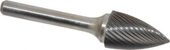 Atrax - 5/8" Cut Diam, 1/4" Shank Diam, Tree Head Single Cut Burr - Carbide, Point End, 1" LOC, 2-3/4" OAL - A1 Tooling