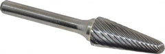 Atrax - 1/2" Cut Diam, 1/4" Shank Diam, Taper Head Single Cut Burr - Radius End, 1-1/8" LOC, 3" OAL - A1 Tooling