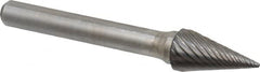 Atrax - 3/8" Cut Diam, 1/4" Shank Diam, Cone Head Single Cut Burr - Carbide, Point End, 5/8" LOC, 2-1/2" OAL - A1 Tooling