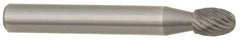 SGS Pro - 5/8" Cut Diam, 1/4" Shank Diam, Oval Head Double Cut Burr - Carbide, Radius End, 1" LOC - A1 Tooling