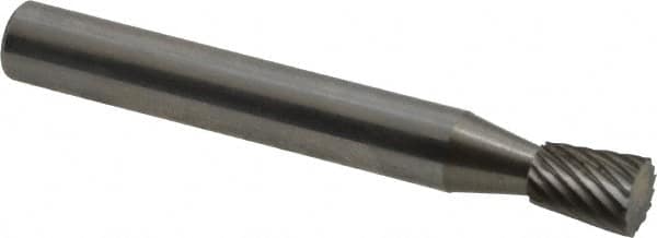 Atrax - 1/4" Cut Diam, 1/4" Shank Diam, Inverted Cone Head Single Cut Burr - Carbide, Flat End, 5/16" LOC, 2" OAL - A1 Tooling