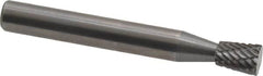 Atrax - 1/4" Cut Diam, 1/4" Shank Diam, Inverted Cone Head Double Cut Burr - Carbide, Flat End, 5/16" LOC, 2" OAL - A1 Tooling