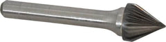 Atrax - 1/2" Cut Diam, 1/4" Shank Diam, Taper Head Single Cut Burr - Carbide, Radius End, 7/16" LOC, 2-3/16" OAL - A1 Tooling