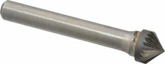 Atrax - 3/8" Cut Diam, 1/4" Shank Diam, Cone Head Single Cut Burr - Carbide, Point End, 3/16" LOC, 2-1/4" OAL - A1 Tooling