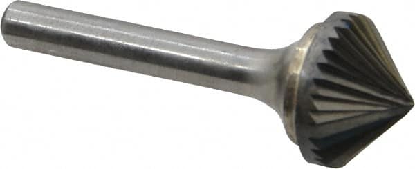 Atrax - 3/4" Cut Diam, 1/4" Shank Diam, Cone Head Single Cut Burr - Carbide, Point End, 3/8" LOC, 2-1/8" OAL - A1 Tooling