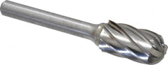 Atrax - 1/2" Cut Diam, 1/4" Shank Diam, Cylinder with Radius Head Fluted Cut Burr - Radius End, 1" LOC, 2-3/4" OAL - A1 Tooling