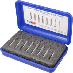 Atrax - 8 Piece, 1/4" Shank Burr Set - Tungsten Carbide, Multiple Head Shape - A1 Tooling