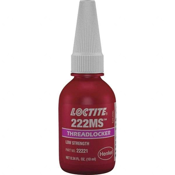 Loctite - 10 mL Bottle, Purple, Low Strength Liquid Threadlocker - Series 222, 24 hr Full Cure Time, Hand Tool Removal - A1 Tooling