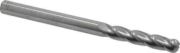 Atrax - 5/16" Diam, 1-5/8" LOC, 4 Flute Solid Carbide Ball End Mill - Uncoated, Single End, 4" OAL, 5/16" Shank Diam - A1 Tooling