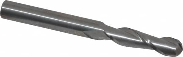 Atrax - 5/16" Diam, 1-1/8" LOC, 2 Flute Solid Carbide Ball End Mill - Uncoated, Single End, 3" OAL, 5/16" Shank Diam - A1 Tooling