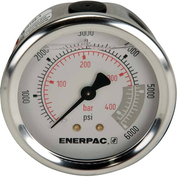 Enerpac - Hydraulic Pressure Gages & Adapters Type: Glycerine Filled Pressure Rating: 6000 - A1 Tooling