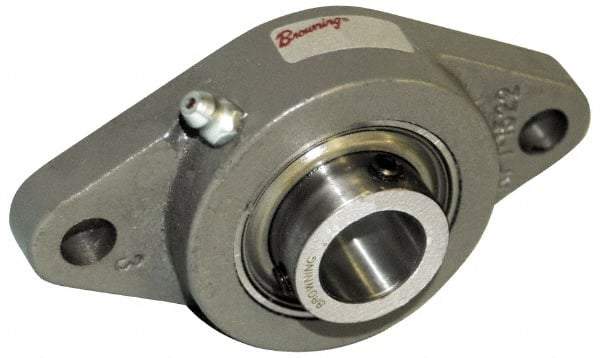 Browning - 3/4" ID, 4-13/32" OAL x 2-1/2" OAH 2-Bolt Flange Air Handling - 1,444 Lb Static Cap, 2,611 Lb Dyn Cap, 3-17/32" Btw Mnt Hole Ctrs, Cast Iron - A1 Tooling