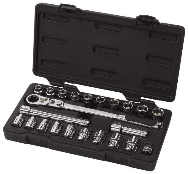 GearWrench - 23 Piece 3/8" Drive Pass Through Standard Socket Set - 3/8 to 7/8", 10 to 19mm, Inch/Metric Measurement Standard - A1 Tooling