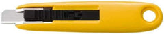 Olfa - Retractable Utility Knife - 1-15/16" Blade, Yellow & Silver Plastic Handle, 1 Blade Included - A1 Tooling