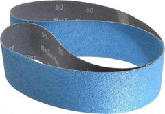 Norton - 2-1/2" Wide x 48" OAL, 50 Grit, Zirconia Alumina Abrasive Belt - Zirconia Alumina, Coarse, Coated, Y Weighted Cloth Backing, Dry, Series R821 - A1 Tooling