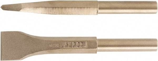 Ampco - 1-1/2" Head Width, 7-3/4" OAL, 3/4" Shank Diam, Scaling Chisel - Round Drive, Round Shank - A1 Tooling