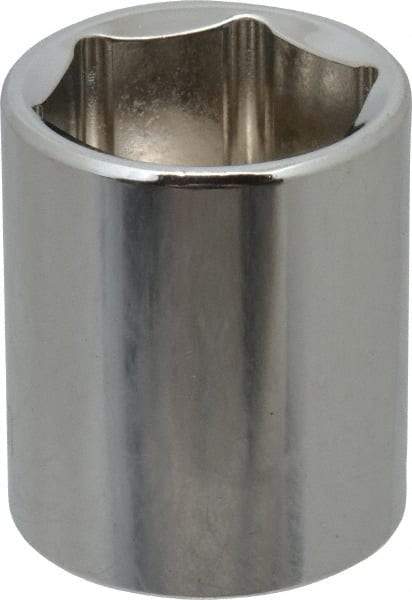 Paramount - 3/8" Drive, Standard Hand Socket - 6 Points, 1-3/16" OAL, Steel, Chrome Finish - A1 Tooling