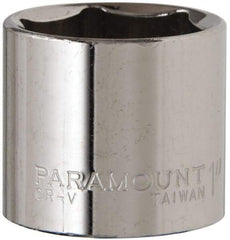 Paramount - 1", 3/8" Drive, Standard Hand Socket - 6 Points, 1-3/16" OAL, Steel, Chrome Finish - A1 Tooling