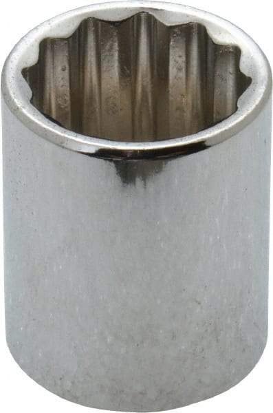 Paramount - 3/8" Drive, Standard Hand Socket - 12 Points, 1-3/16" OAL, Steel, Chrome Finish - A1 Tooling