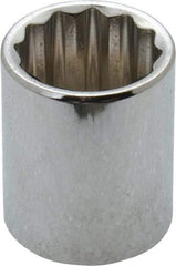 Paramount - 3/8" Drive, Standard Hand Socket - 12 Points, 1-3/16" OAL, Steel, Chrome Finish - A1 Tooling