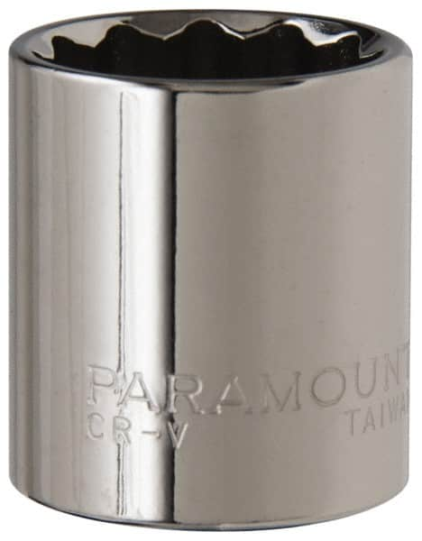 Paramount - 3/8" Drive, Standard Hand Socket - 12 Points, 1-3/16" OAL, Steel, Chrome Finish - A1 Tooling