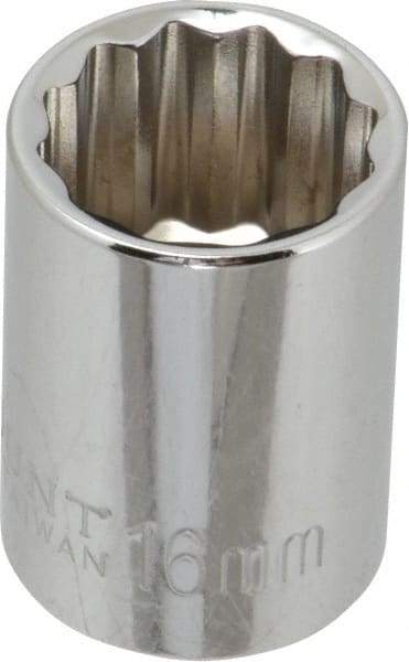 Paramount - 3/8" Drive, Standard Hand Socket - 12 Points, 1-3/16" OAL, Steel, Chrome Finish - A1 Tooling