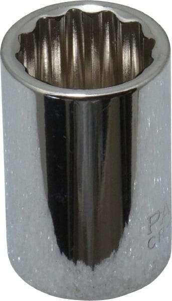 Paramount - 3/8" Drive, Standard Hand Socket - 12 Points, 1-3/16" OAL, Steel, Chrome Finish - A1 Tooling