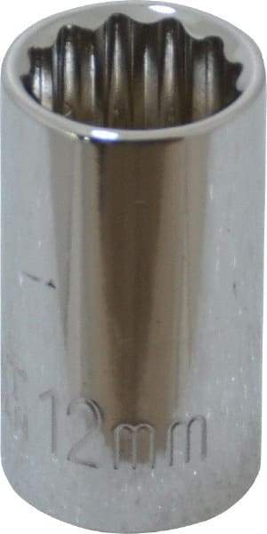 Paramount - 3/8" Drive, Standard Hand Socket - 12 Points, 1-3/16" OAL, Steel, Chrome Finish - A1 Tooling