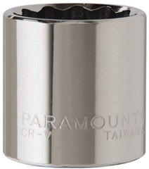 Paramount - 3/8" Drive, Standard Hand Socket - 12 Points, 1-3/16" OAL, Steel, Chrome Finish - A1 Tooling