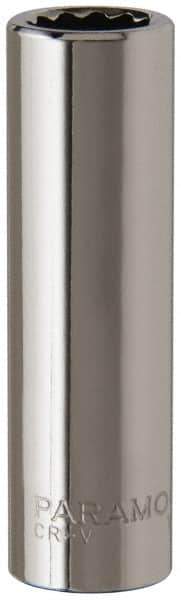 Paramount - 3/8", 1/4" Drive, Deep Hand Socket - 12 Points, 1-15/16" OAL, Steel, Chrome Finish - A1 Tooling