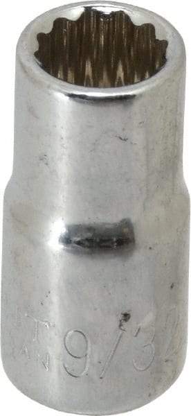 Paramount - 9/32", 1/4" Drive, Standard Hand Socket - 12 Points, 15/16" OAL, Steel, Chrome Finish - A1 Tooling