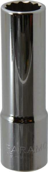 Paramount - 1/2" Drive, Deep Hand Socket - 12 Points, 3-3/32" OAL, Steel, Chrome Finish - A1 Tooling