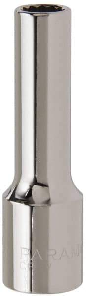 Paramount - 1/2" Drive, Deep Hand Socket - 12 Points, 3-3/32" OAL, Steel, Chrome Finish - A1 Tooling