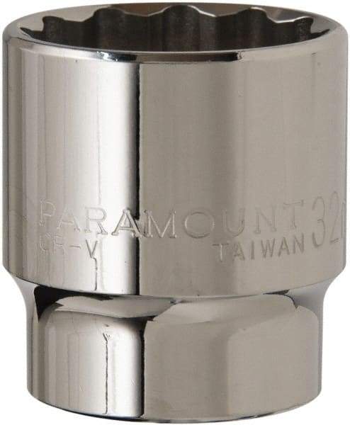 Paramount - 1/2" Drive, Standard Hand Socket - 12 Points, 1-1/2" OAL, Steel, Chrome Finish - A1 Tooling