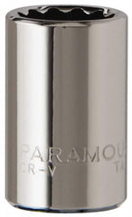 Paramount - 1/4" Drive, Standard Hand Socket - 12 Points, 15/16" OAL, Steel, Chrome Finish - A1 Tooling