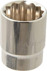 Paramount - 1/2" Drive, Standard Hand Socket - 12 Points, 1-1/2" OAL, Steel, Chrome Finish - A1 Tooling