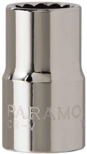 Paramount - 1/2" Drive, Standard Hand Socket - 12 Points, 1-1/2" OAL, Steel, Chrome Finish - A1 Tooling