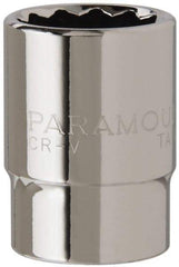 Paramount - 1/2" Drive, Standard Hand Socket - 12 Points, 1-1/2" OAL, Steel, Chrome Finish - A1 Tooling